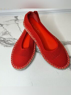 Tahari Knit Espadrille Flats Red Size 6.5